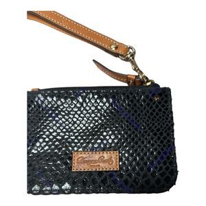 Dooney And Bourke Leather Black Python Wristlet.